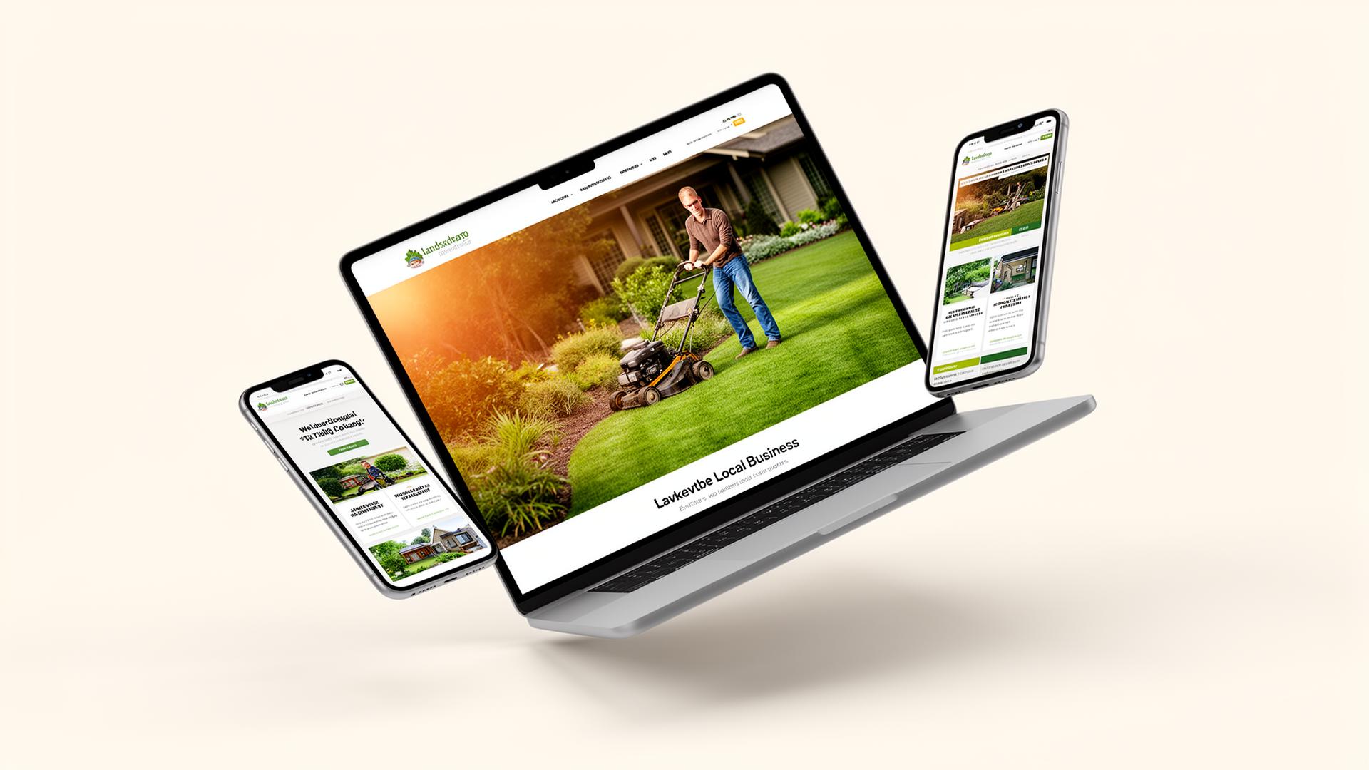 Modern local business website displayed on laptop and phone